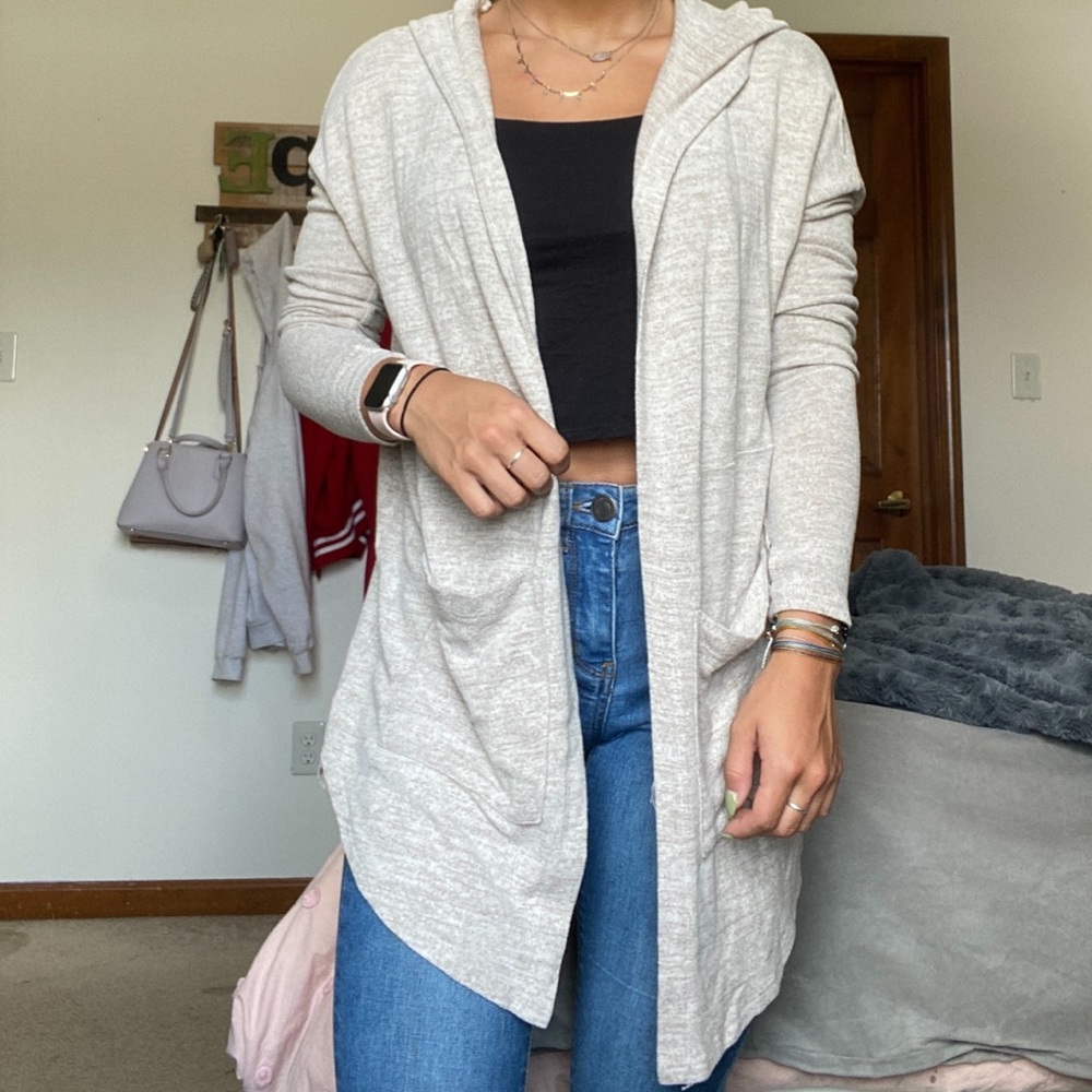 hooded cardigan/sweater